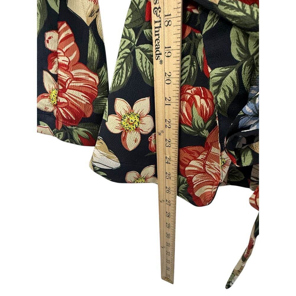 ZARA Basic Floral Print Belted Blazer Jacket Small Tropical Botanical Statement - Picture 7 of 9